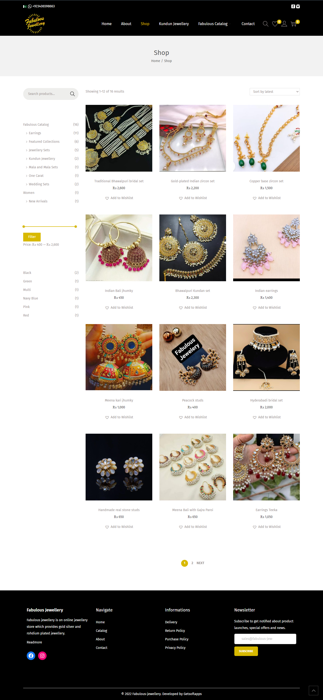 Fabulous Jewellery - Shop Page - WooCommerce Online Store